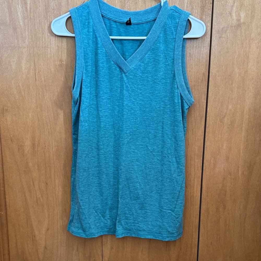 Sleeveless Teal V-Neck Top